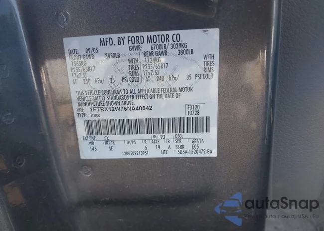 1FTRX12W76NA40842: 44309232