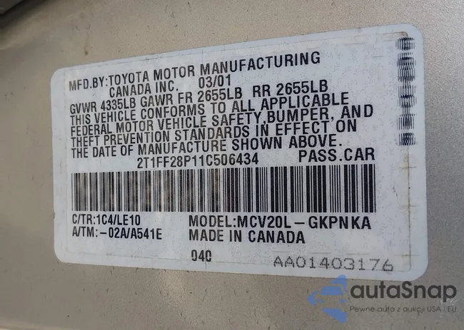 2T1FF28P11C506434: 44309270