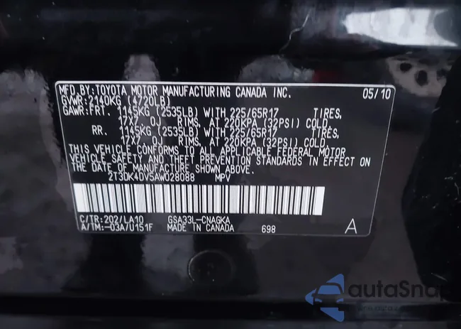 2T3DK4DV5AW028088: 44309287