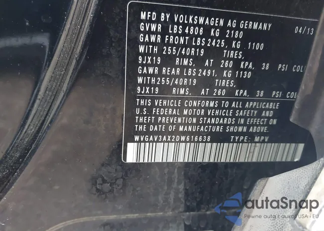 WVGAV3AX2DW616638: 44309307