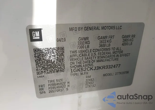 1GKS2CKJ3KR332477: 44309370