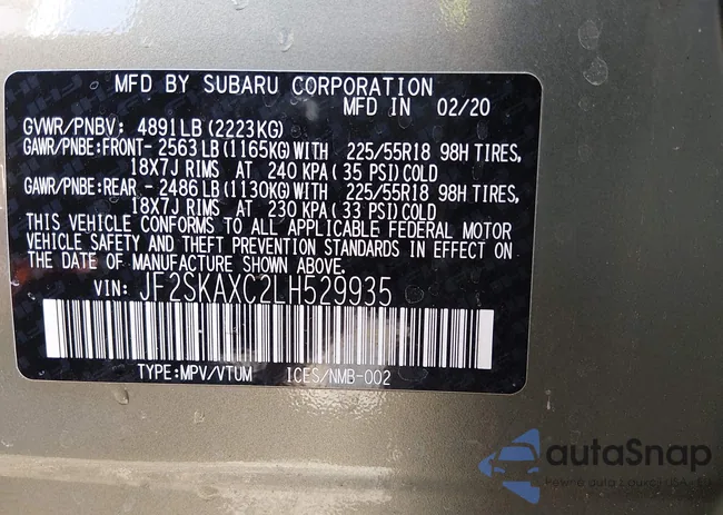 JF2SKAXC2LH529935: 44309419