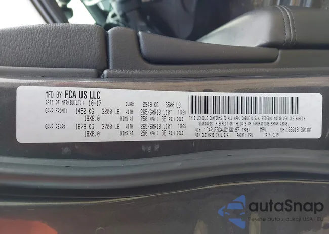 1C4RJFBG4JC166197: 44309509