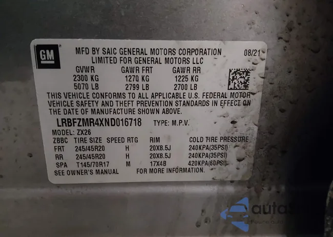 LRBFZMR4XND016718: 44309526