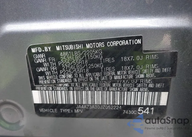 JA4AZ3A30JZ052224: 44309533