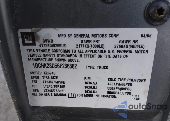 1GCHK23D56F236382: 44309567