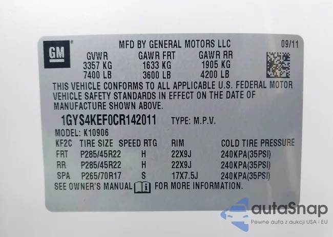 1GYS4KEF0CR142011: 44308745