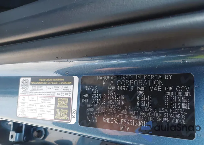 KNDCS3LF5R5163011: 44308801