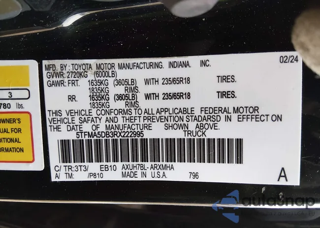 5TFMA5DB3RX222995: 44308872