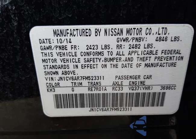 JN1CV6AR7FM523311: 44309010