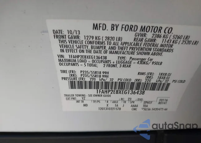 1FAHP2E8XEG136438: 44310133