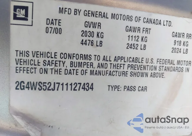 2G4WS52J711127434: 44310154