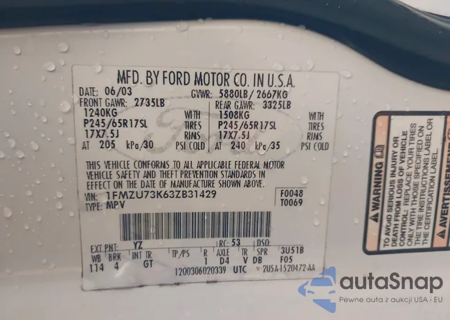 1FMZU73K63ZB31429: 44310285