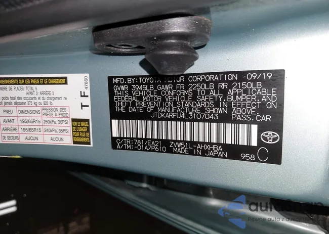 JTDKARFU4L3107043: 44310300