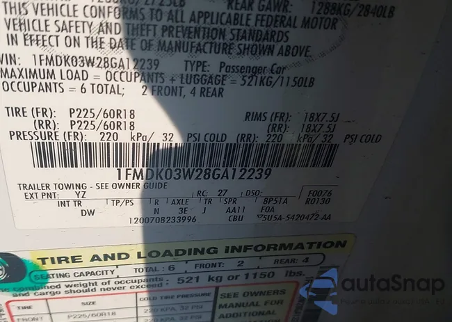 1FMDK03W28GA12239: 44310327