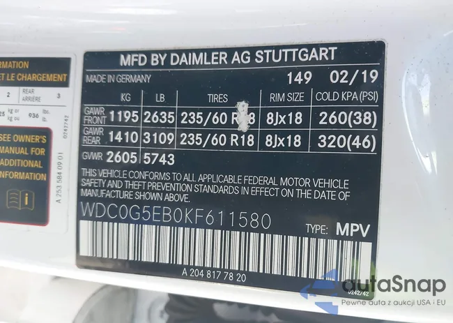 WDC0G5EB0KF611580: 44310516