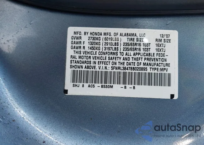 5FNRL38478B020895: 44310520