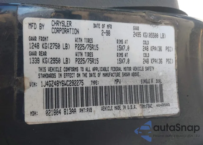 1J4GZ48Y6WC292275: 44310545