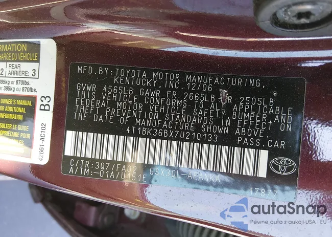 4T1BK36BX7U210133: 44309789