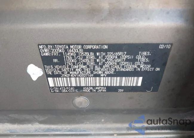 JTMZF4DV1AD027169: 44309941