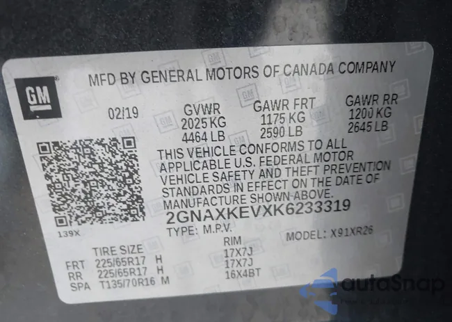 2GNAXKEVXK6233319: 44311020