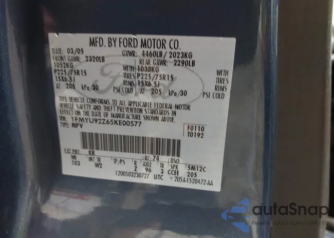 1FMYU92Z65KE00577: 44311031