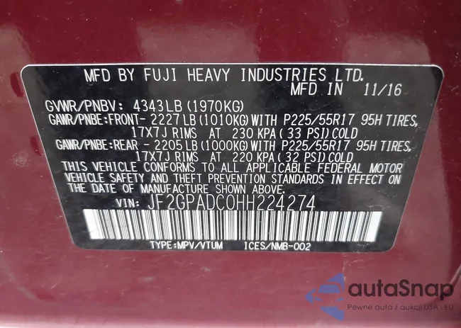 JF2GPADC0HH224274: 44311084