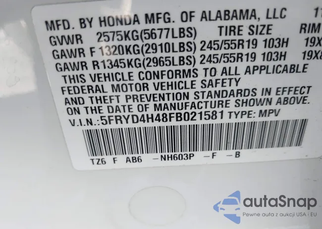 5FRYD4H48FB021581: 44311201