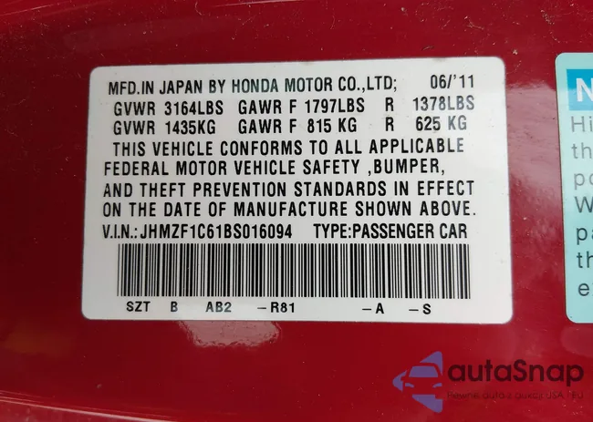 JHMZF1C61BS016094: 44311211