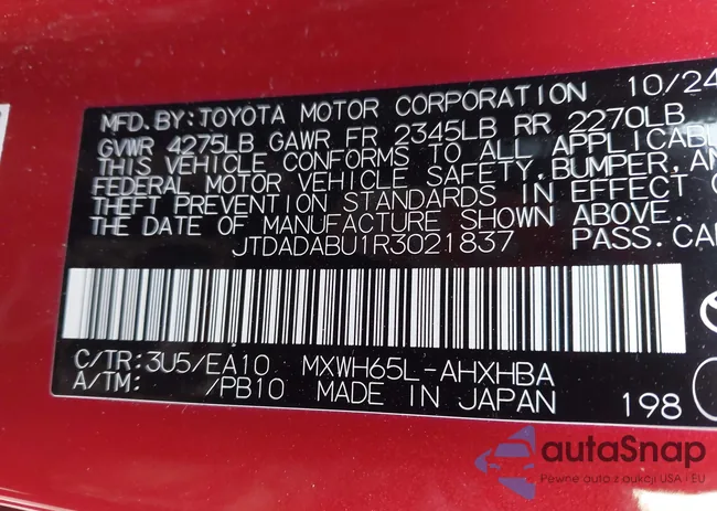 JTDADABU1R3021837: 44311486