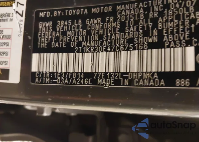 2T1KR30E47C675166: 44311542