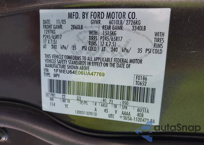 1FMEU64E06UA47769: 44311610