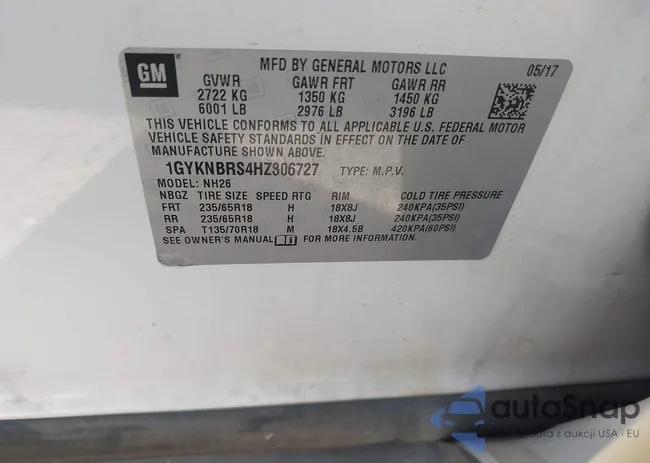 1GYKNBRS4HZ306727: 44310632