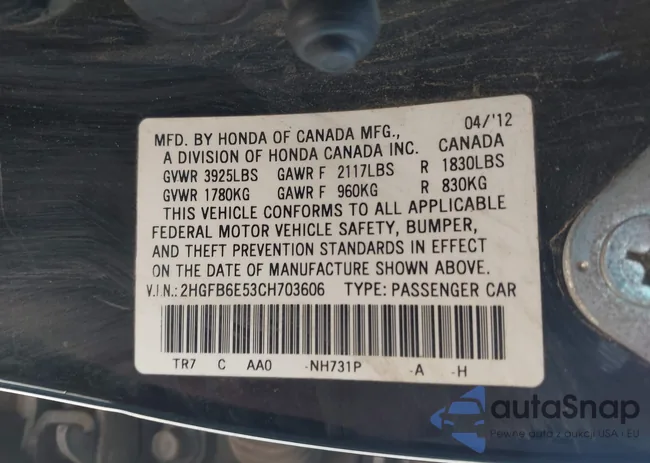 2HGFB6E53CH703606: 44310771