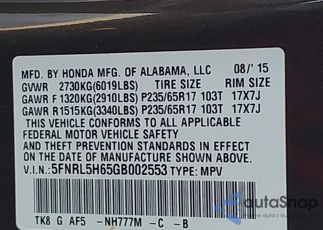 5FNRL5H65GB002553: 44310836