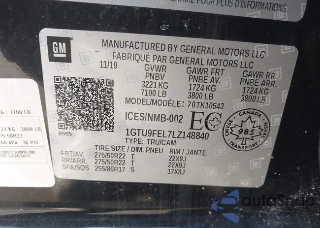 1GTU9FEL7LZ148840: 44312099