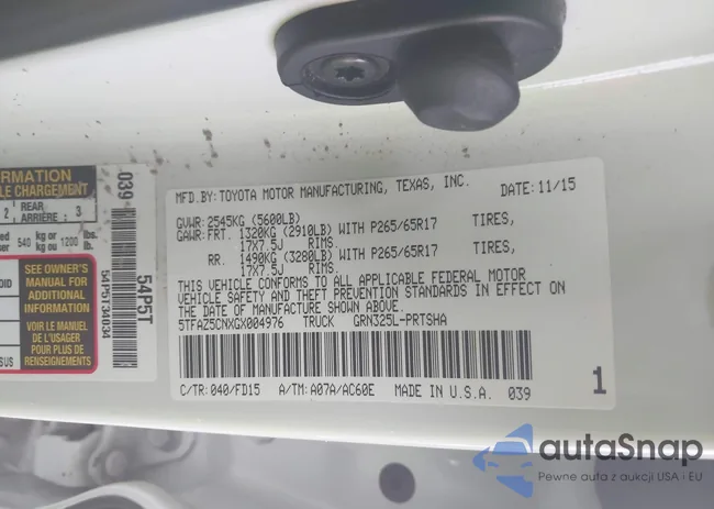 5TFAZ5CNXGX004976: 44312110