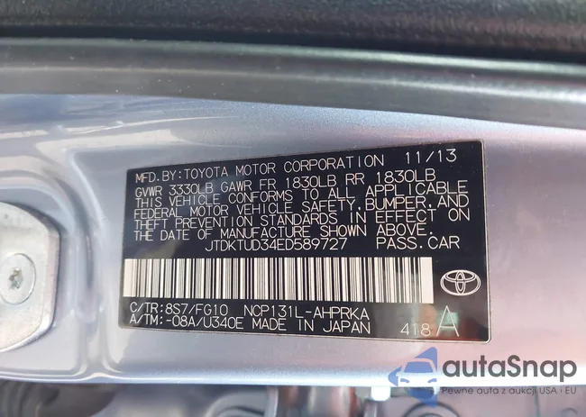 JTDKTUD34ED589727: 44312116