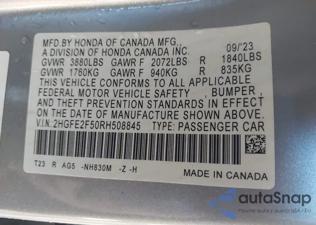 2HGFE2F50RH508845: 44312151