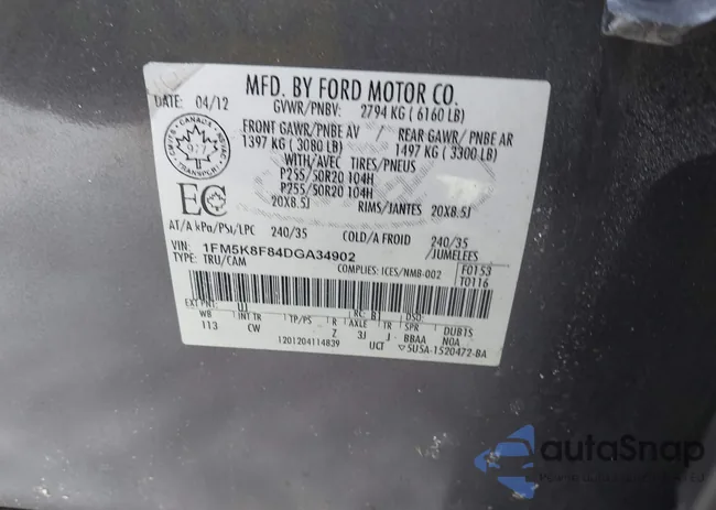 1FM5K8F84DGA34902: 44312350