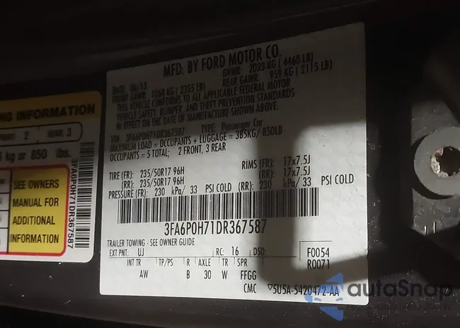 3FA6P0H71DR367587: 44312351