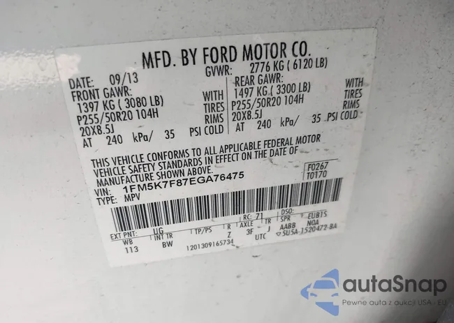 1FM5K7F87EGA76475: 44311751