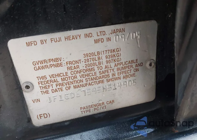 JF1GD67595H514905: 44311842