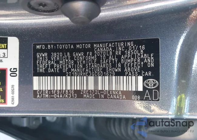 2T1BURHE3GC601629: 44311935