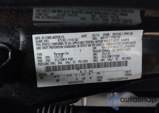 1FADP3K27EL302443: 44313216