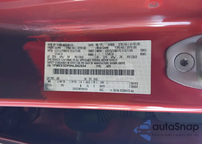 1FMEE5DP9NLB62934: 44313230