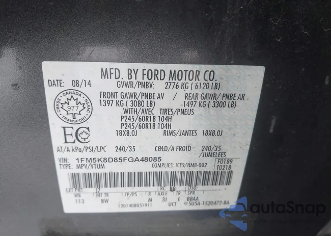 1FM5K8D85FGA48085: 44313282