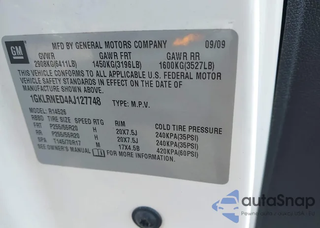 1GKLRNED4AJ127748: 44313321