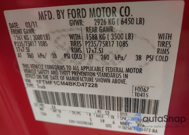 1FTMF1CM4BKD47228: 44313426