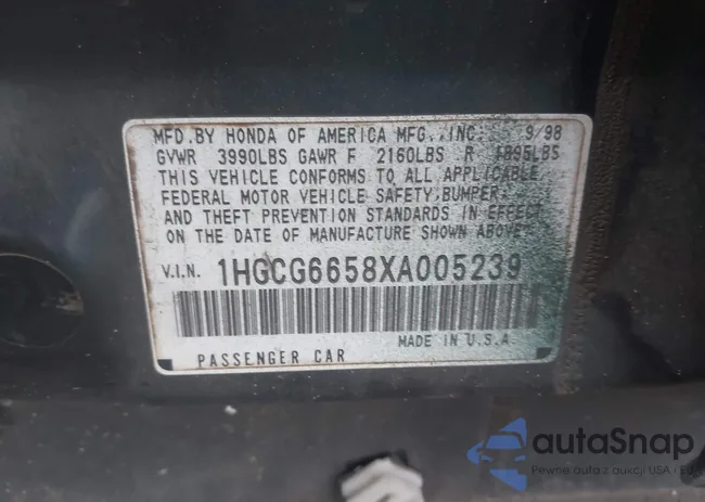 1HGCG6658XA005239: 44313487